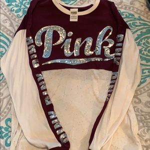 Pink - Maroon and cream sparkly long sleeve